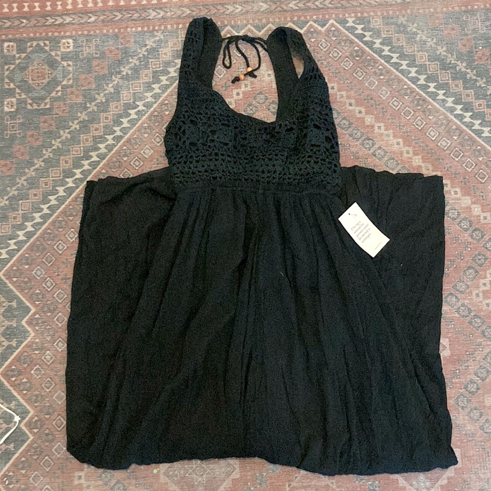 Black Bohme Crochet Top Tank Top Summer Jumper S NWT